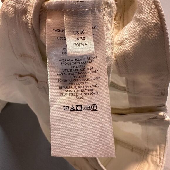 Free People Wide Leg Jeans Womens 30 Cream Ivory High Rise Denim Seam Accent - Picture 12 of 15